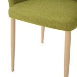 Zeila Mid Century Modern Green Fabric Dining Chair with Light Brown Wood Finished Metal Legs Noble House