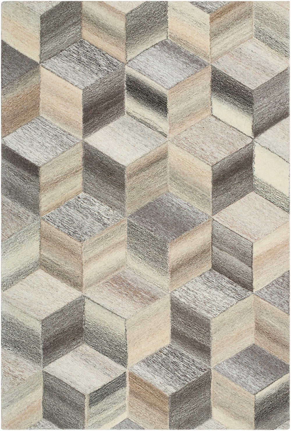 Mountain MOI-1016 Modern Wool Rug MOI1016-913 Taupe, Ivory, Charcoal, Butter, Khaki, Camel, Cream 100% Wool 9' x 13'