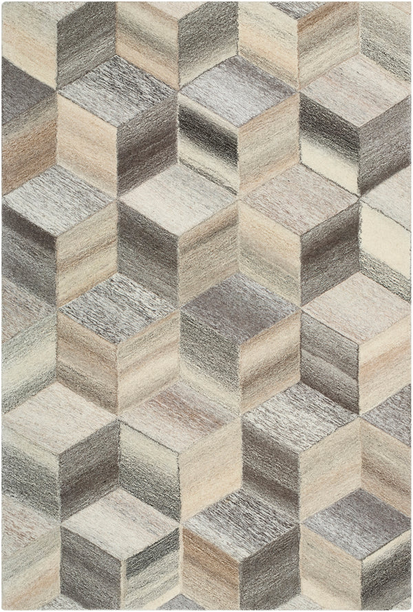 Mountain MOI-1016 Modern Wool Rug MOI1016-913 Taupe, Ivory, Charcoal, Butter, Khaki, Camel, Cream 100% Wool 9' x 13'