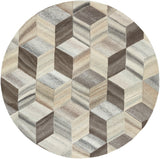 Mountain MOI-1016 Modern Wool Rug MOI1016-8RD Taupe, Ivory, Charcoal, Butter, Khaki, Camel, Cream 100% Wool 8' Round