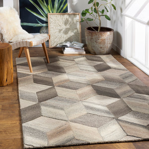 Mountain MOI-1016 Modern Wool Rug MOI1016-913 Taupe, Ivory, Charcoal, Butter, Khaki, Camel, Cream 100% Wool 9' x 13'