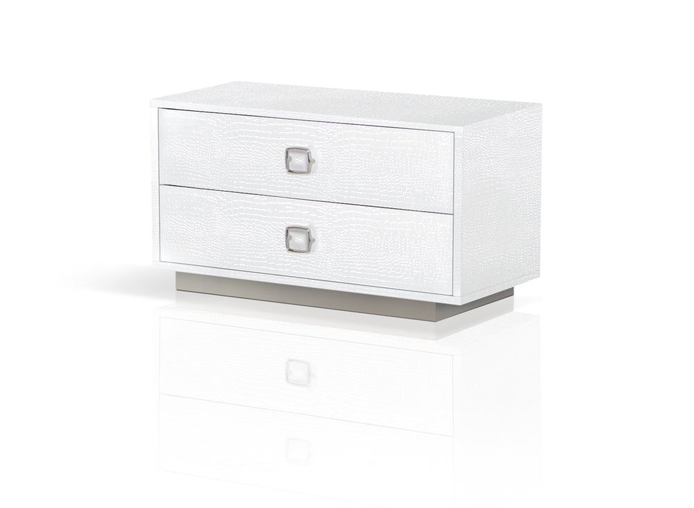 VIG Furniture A&X Victoria Modern White Crocodile Nightstand VGUNAW324-80-CROC