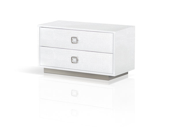 VIG Furniture A&X Victoria Modern White Crocodile Nightstand VGUNAW324-80-CROC