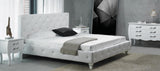 VIG Furniture Monte Carlo Modern White Leatherette Transitional Platform Bed w/ Crystals VGKCMONTEWHT
