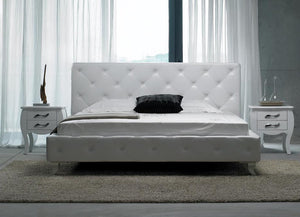 VIG Furniture Queen Monte Carlo Modern White Leatherette Bed w/ Crystals VGJYMONTECARLO-WHT-C-Q