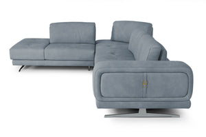 VIG Furniture Coronelli Collezioni Mood - Contemporary Blue Leather Left Facing Sectional Sofa VGCCMOOD-SPAZIO-BLUE-LAF