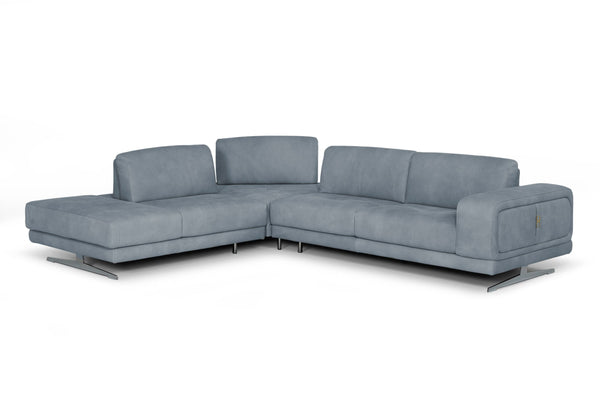 VIG Furniture Coronelli Collezioni Mood - Contemporary Blue Leather Left Facing Sectional Sofa VGCCMOOD-SPAZIO-BLUE-LAF