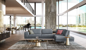 VIG Furniture Coronelli Collezioni Mood - Contemporary Blue Leather Right Facing Sectional Sofa VGCCMOOD-SPAZIO-BLUE-RAF