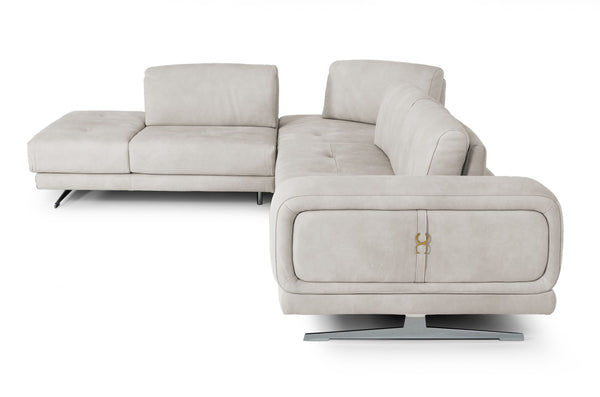 VIG Furniture Coronelli Collezioni Mood - Contemporary Light Grey Leather Left Facing Sectional Sofa VGCCMOOD-SPAZIO-LT-GRY-LAF