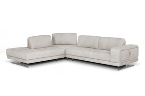 VIG Furniture Coronelli Collezioni Mood - Contemporary Light Grey Leather Left Facing Sectional Sofa VGCCMOOD-SPAZIO-LT-GRY-LAF