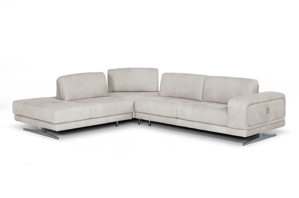 VIG Furniture Coronelli Collezioni Mood - Contemporary Light Grey Leather Left Facing Sectional Sofa VGCCMOOD-SPAZIO-LT-GRY-LAF