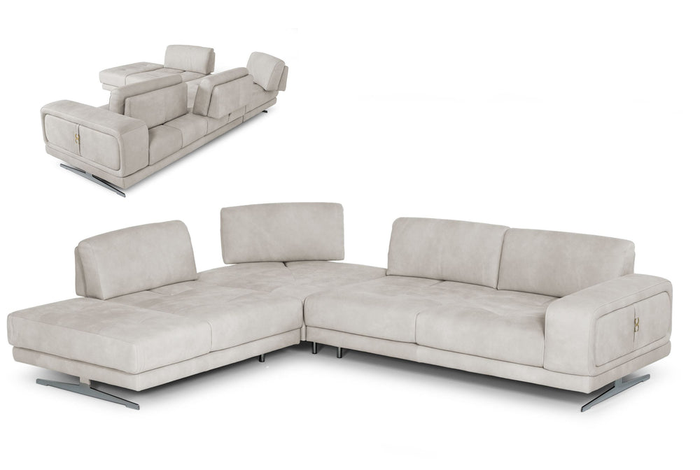 VIG Furniture Coronelli Collezioni Mood - Contemporary Light Grey Leather Left Facing Sectional Sofa VGCCMOOD-SPAZIO-LT-GRY-LAF