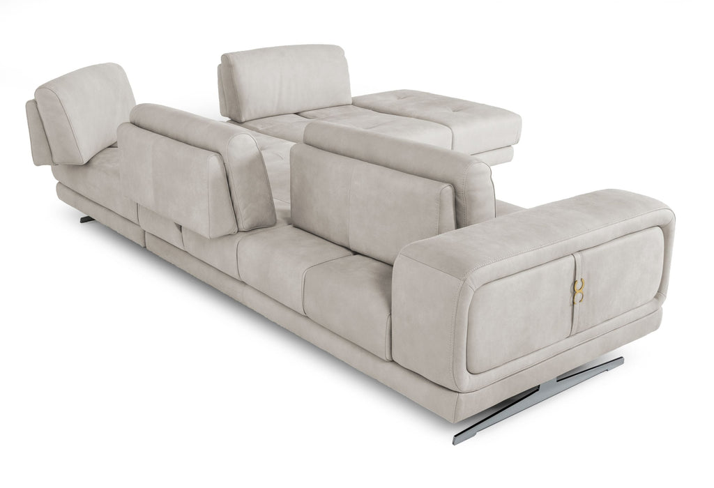VIG Furniture Coronelli Collezioni Mood - Contemporary Light Grey Leather Right Facing Sectional Sofa VGCCMOOD-SPAZIO-LT-GRY-RAF