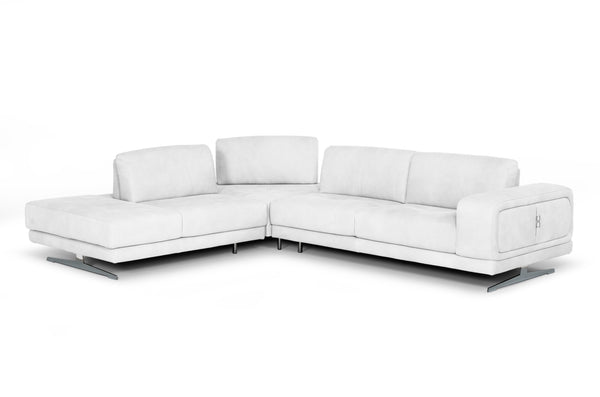 VIG Furniture Coronelli Collezioni Mood - Italian White Leather Left Facing Sectional Sofa  VGCCMOOD-SPAZIO-100-WHT-LAF-SECT