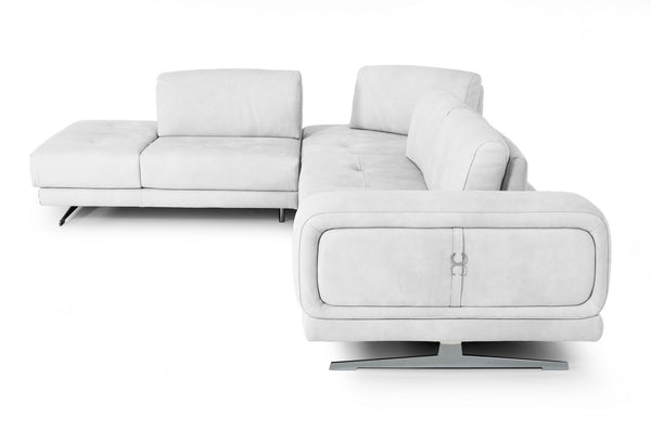 VIG Furniture Coronelli Collezioni Mood - Italian White Leather Left Facing Sectional Sofa  VGCCMOOD-SPAZIO-100-WHT-LAF-SECT