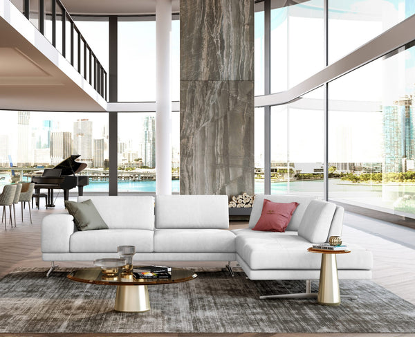 VIG Furniture Coronelli Collezioni Mood - Italian White Leather Right Facing Sectional Sofa  VGCCMOOD-SPAZIO-100-WHT-RAF-SECT