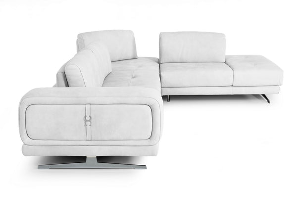 VIG Furniture Coronelli Collezioni Mood - Italian White Leather Right Facing Sectional Sofa  VGCCMOOD-SPAZIO-100-WHT-RAF-SECT