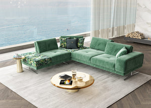 VIG Furniture Coronelli Collezioni Mood - Italian Green Velvet Left Facing Sectional Sofa  VGCCMOOD-SPAZIO-GRN-100-LAF-SECT