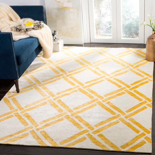 Moroccan 551 Hand Knotted 80% Viscose 20% Cotton 0 Rug Ivory / Gold 80% Viscose 20% Cotton MOR551B-9