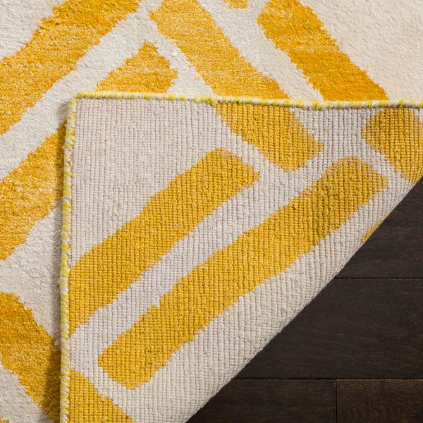 Moroccan 551 Hand Knotted 80% Viscose 20% Cotton 0 Rug Ivory / Gold 80% Viscose 20% Cotton MOR551B-9