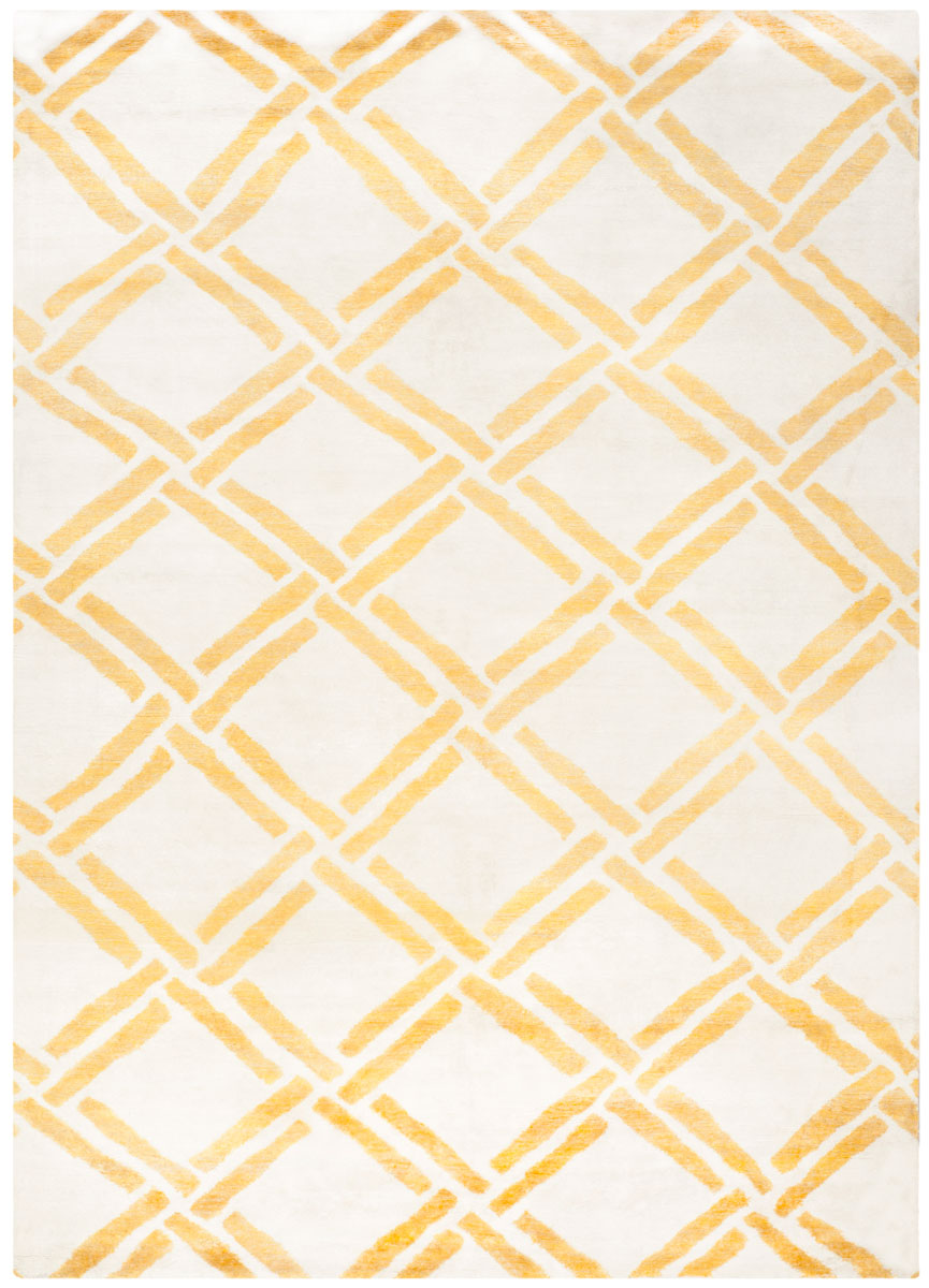 Moroccan 551 Hand Knotted 80% Viscose 20% Cotton 0 Rug Ivory / Gold 80% Viscose 20% Cotton MOR551B-9