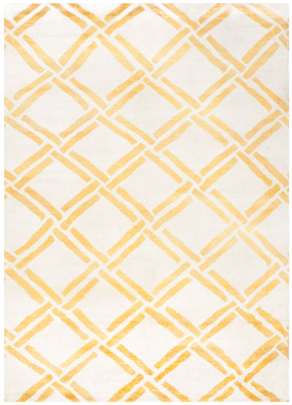 Moroccan 551 Hand Knotted 80% Viscose 20% Cotton 0 Rug Ivory / Gold 80% Viscose 20% Cotton MOR551B-9