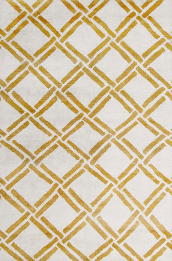 Moroccan 551 Hand Knotted 80% Viscose 20% Cotton 0 Rug Ivory / Gold 80% Viscose 20% Cotton MOR551B-9