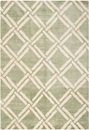 Moroccan 551 Hand Knotted 80% Viscose 20% Cotton 0 Rug Green / Ivory 80% Viscose 20% Cotton MOR551C-9