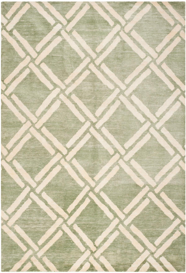 Moroccan 551 Hand Knotted 80% Viscose 20% Cotton 0 Rug Green / Ivory 80% Viscose 20% Cotton MOR551C-9