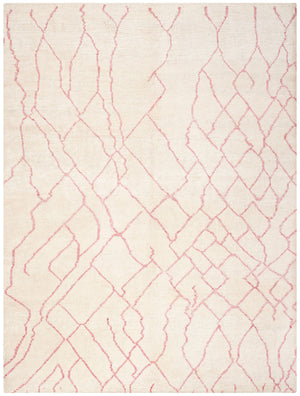 Moroccan 555 Hand Knotted 80% Viscose 20% Cotton 0 Rug Ivory / Pink 80% Viscose 20% Cotton MOR555A-9