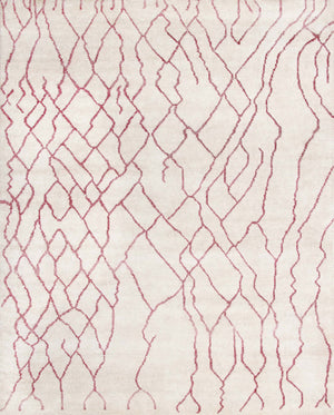 Moroccan 555 Hand Knotted 80% Viscose 20% Cotton 0 Rug Ivory / Pink 80% Viscose 20% Cotton MOR555A-9