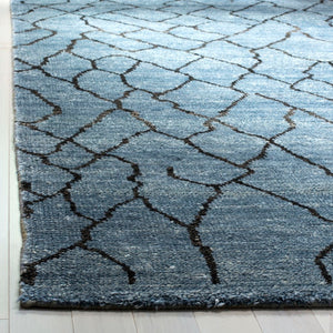 Moroccan 555 Hand Knotted 80% Viscose 20% Cotton 0 Rug Blue / Black 80% Viscose 20% Cotton MOR555B-9
