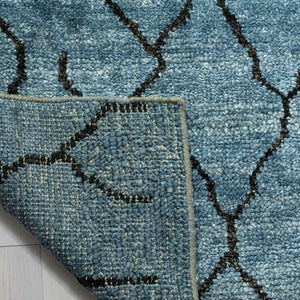 Moroccan 555 Hand Knotted 80% Viscose 20% Cotton 0 Rug Blue / Black 80% Viscose 20% Cotton MOR555B-9