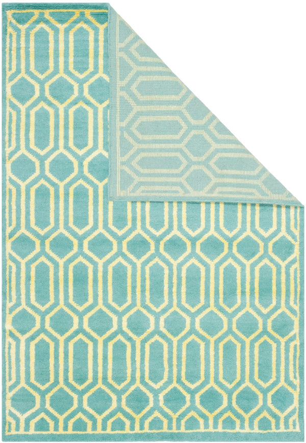 Mosaic Hand Knotted Rug - Artisan Crafted Wool & Viscose Design Inspired by North African Motifs