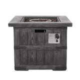 Finethy Outdoor 40,000 BTU Lightweight Concrete Square Fire Pit, Gray Wood Noble House