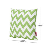 Marisol Outdoor Green and White Chevron Water Resistant Square and Rectangular Throw Pillows Noble House