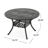 Stock Island Outdoor Black Sand Finished Expandable Aluminum Dining Table Noble House
