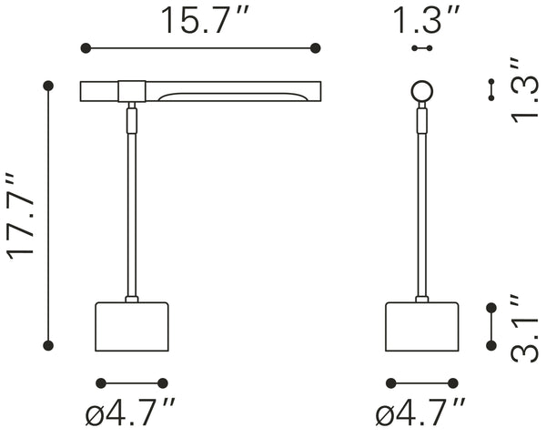 Zuo Modern Kippy Steel, Silicone Mid Century Commercial Grade Table Lamp Brown, Brass Steel, Silicone