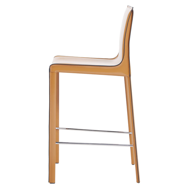 Gervin Recycled Leather Counter Stools - Set of 2, Modern Minimalist Design for Kitchen Comfort