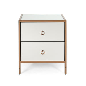  Ardith Glam Mirrored 2 Drawer Cabinet Noble House