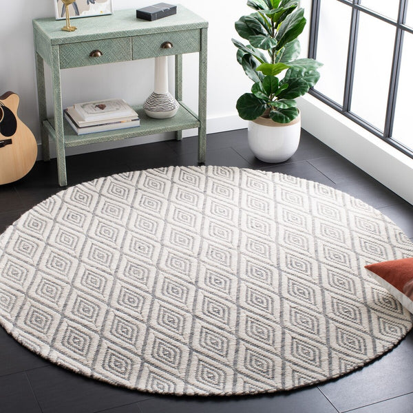 Safavieh Marbella 308 Hand Woven 100% Wool Pile Rug Grey / Ivory MRB308F-4