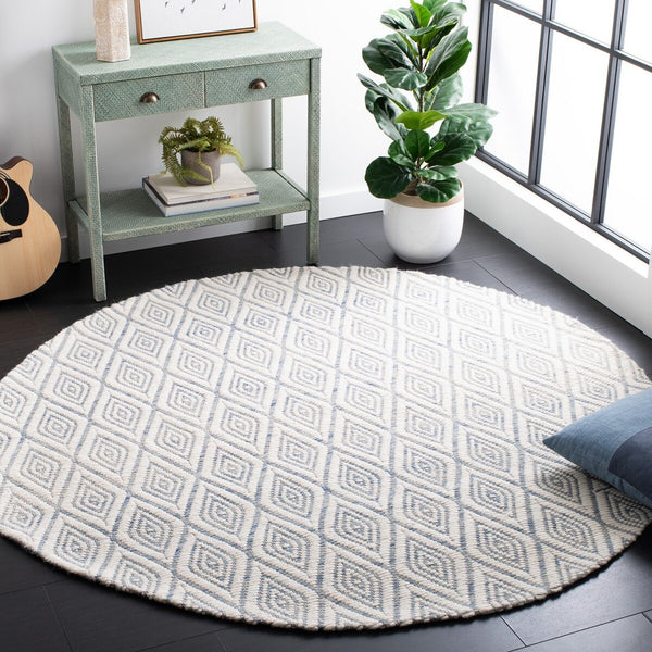 Safavieh Marbella 308 Hand Woven 100% Wool Pile Rug Blue / Ivory MRB308M-4