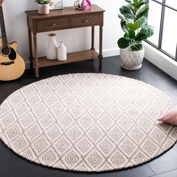 Safavieh Marbella 308 Hand Woven 100% Wool Pile Rug Dark Pink / Ivory MRB308U-4