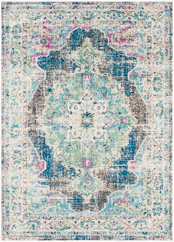 Morocco MRC-2304 Traditional Polypropylene Rug MRC2304-93123 Navy, Teal, Pale Blue, Charcoal, Fuchsia, Light Gray, Grass Green, Bright Orange, Saffron, Bright Yellow, Camel, Beige, White 100% Polypropylene 9' x 12'3"