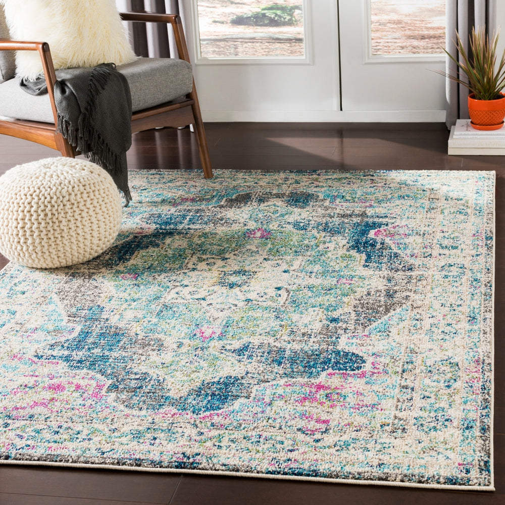 Morocco MRC-2304 Traditional Polypropylene Rug MRC2304-93123 Navy, Teal, Pale Blue, Charcoal, Fuchsia, Light Gray, Grass Green, Bright Orange, Saffron, Bright Yellow, Camel, Beige, White 100% Polypropylene 9' x 12'3"