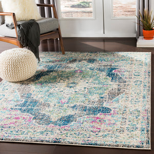 Morocco MRC-2304 Traditional Polypropylene Rug MRC2304-93123 Navy, Teal, Pale Blue, Charcoal, Fuchsia, Light Gray, Grass Green, Bright Orange, Saffron, Bright Yellow, Camel, Beige, White 100% Polypropylene 9' x 12'3"