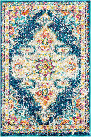 Morocco MRC-2308 Traditional Polypropylene Rug MRC2308-93123 Teal, Navy, Pale Blue, Fuchsia, Bright Orange, Saffron, Bright Yellow, Camel, Coral, Charcoal, Light Gray, Dark Brown, Beige, White 100% Polypropylene 9' x 12'3"
