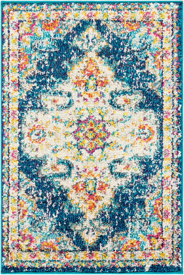 Morocco MRC-2308 Traditional Polypropylene Rug MRC2308-93123 Teal, Navy, Pale Blue, Fuchsia, Bright Orange, Saffron, Bright Yellow, Camel, Coral, Charcoal, Light Gray, Dark Brown, Beige, White 100% Polypropylene 9' x 12'3"