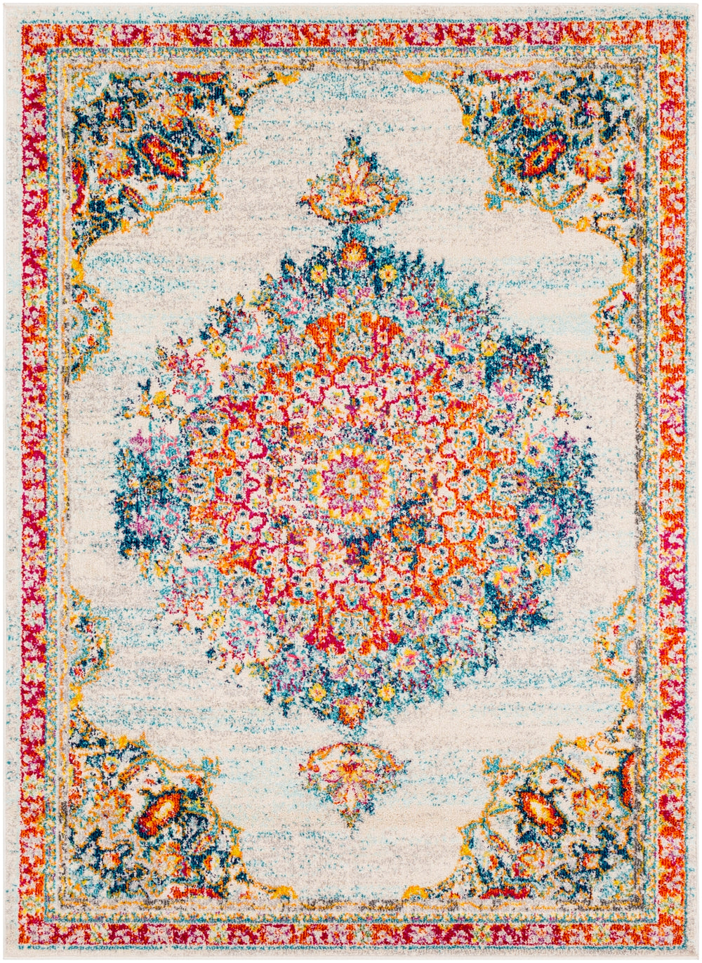 Morocco MRC-2324 Traditional Polypropylene Rug MRC2324-93123 Teal, Pale Blue, Bright Orange, Bright Red, Saffron, Bright Yellow, Navy, Fuchsia, Light Gray, Grass Green, Charcoal, Camel, Beige, White 100% Polypropylene 9' x 12'3"