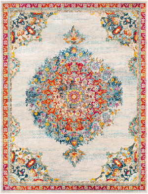 Morocco MRC-2324 Traditional Polypropylene Rug MRC2324-710103 Teal, Pale Blue, Bright Orange, Bright Red, Saffron, Bright Yellow, Navy, Fuchsia, Light Gray, Grass Green, Charcoal, Camel, Beige, White 100% Polypropylene 7'10" x 10'3"